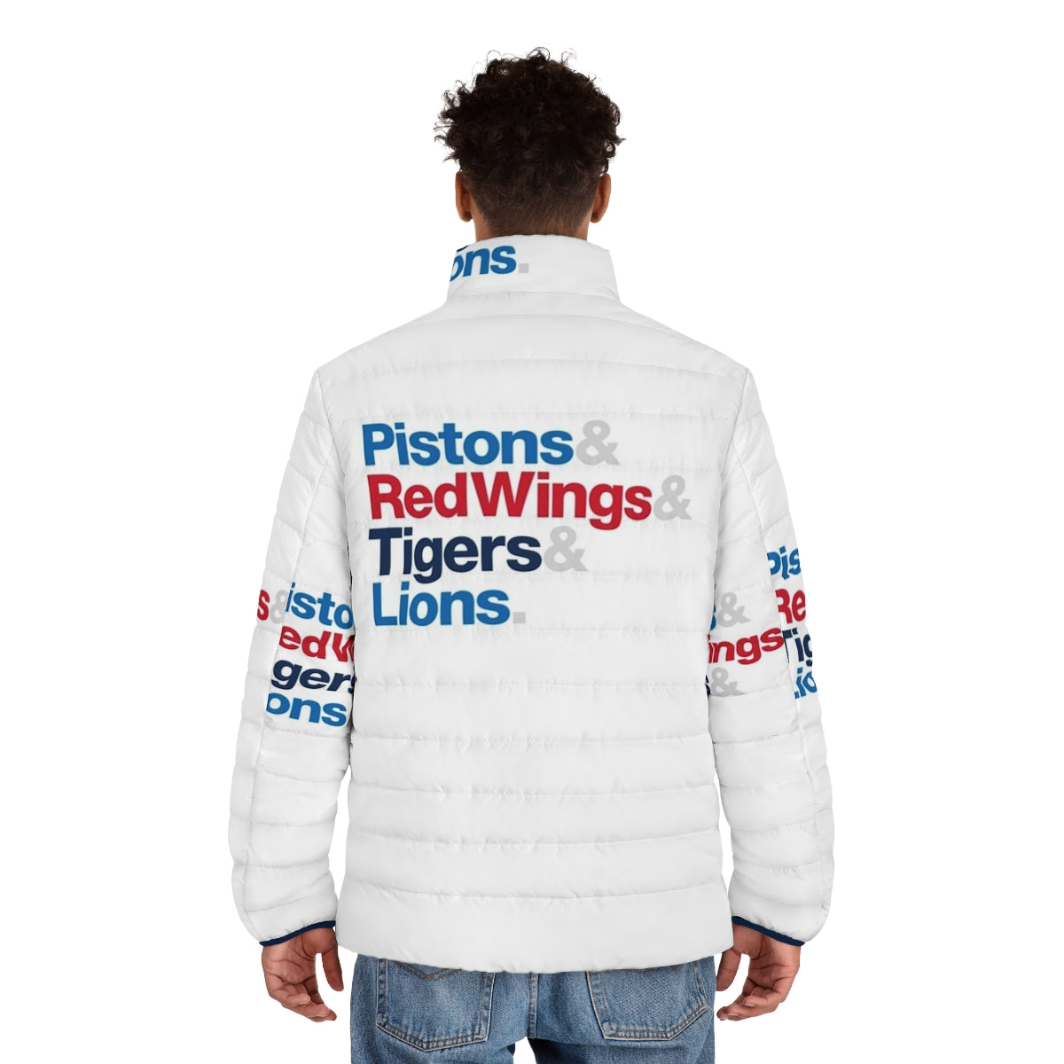 Detroit Sports Teams Puffer Jacket - Comfortable and Stylish Outerwear - men back