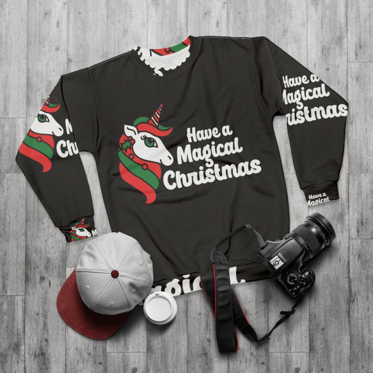 Magical Christmas Unicorn Sweatshirt - flat lay