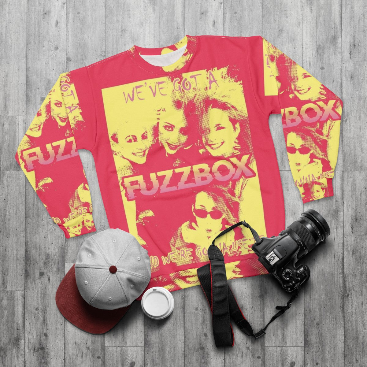 Fuzzbox indie punk music inspired sweatshirt - flat lay