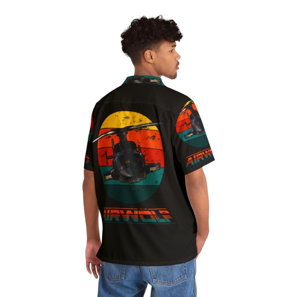 80s Retro Classic Airwolf Sunset Hawaiian Shirt - Flat lay