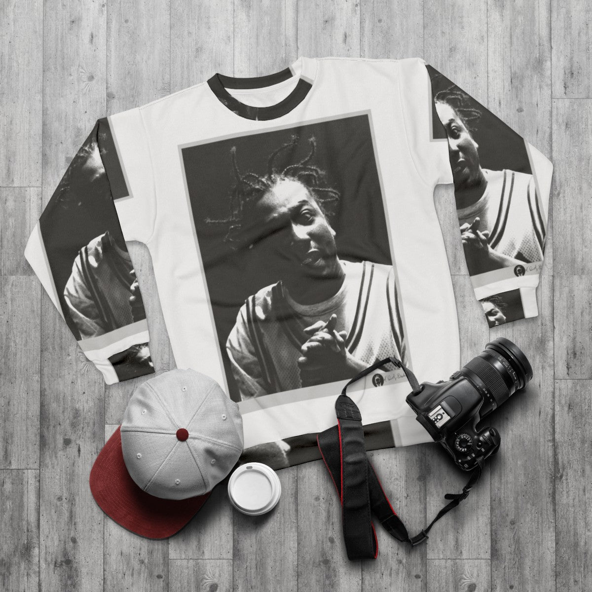 Ol Dirty Bastard ODB Portrait Hip Hop Sweatshirt - flat lay