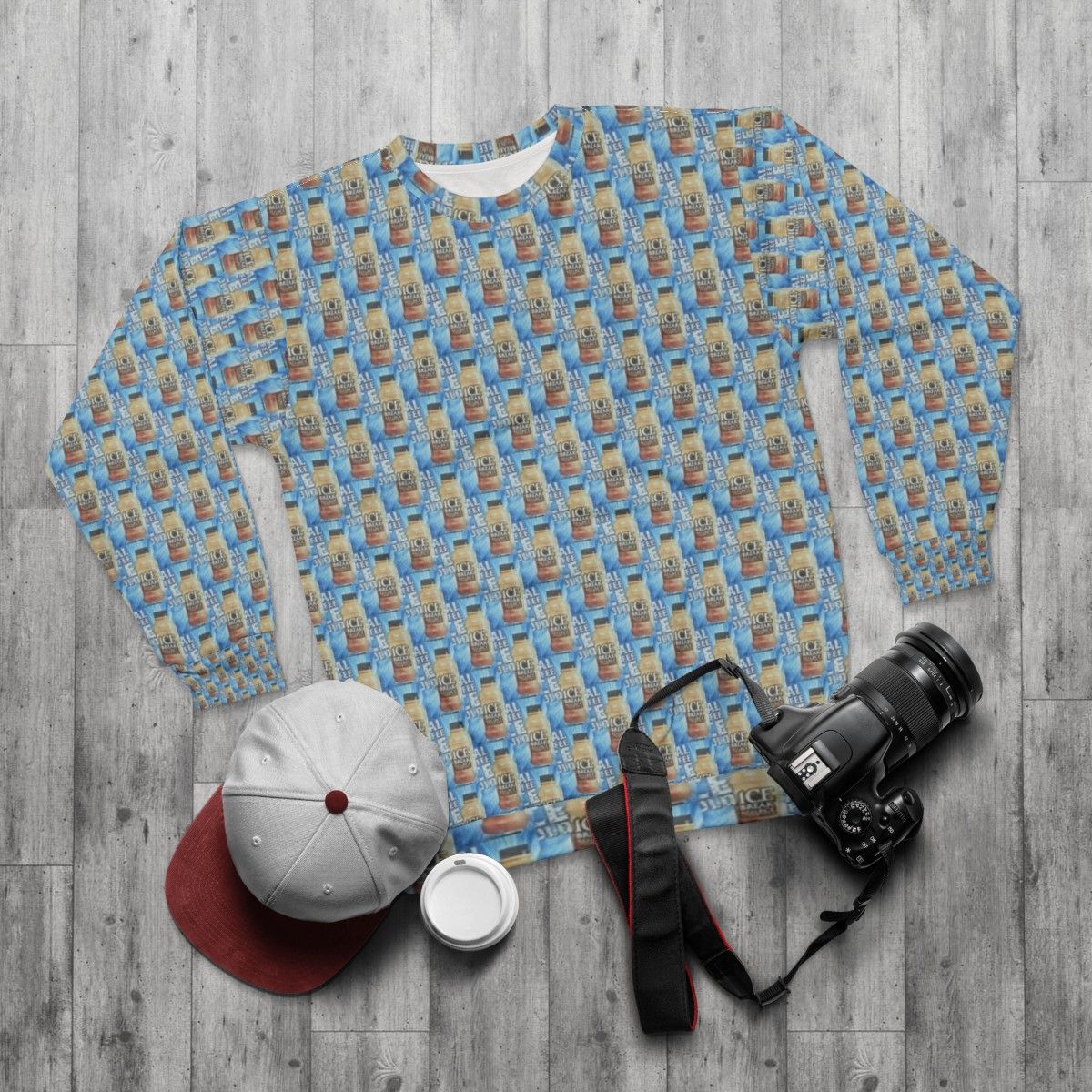 Ice Break Sweatshirt with Iced Coffee Design - flat lay