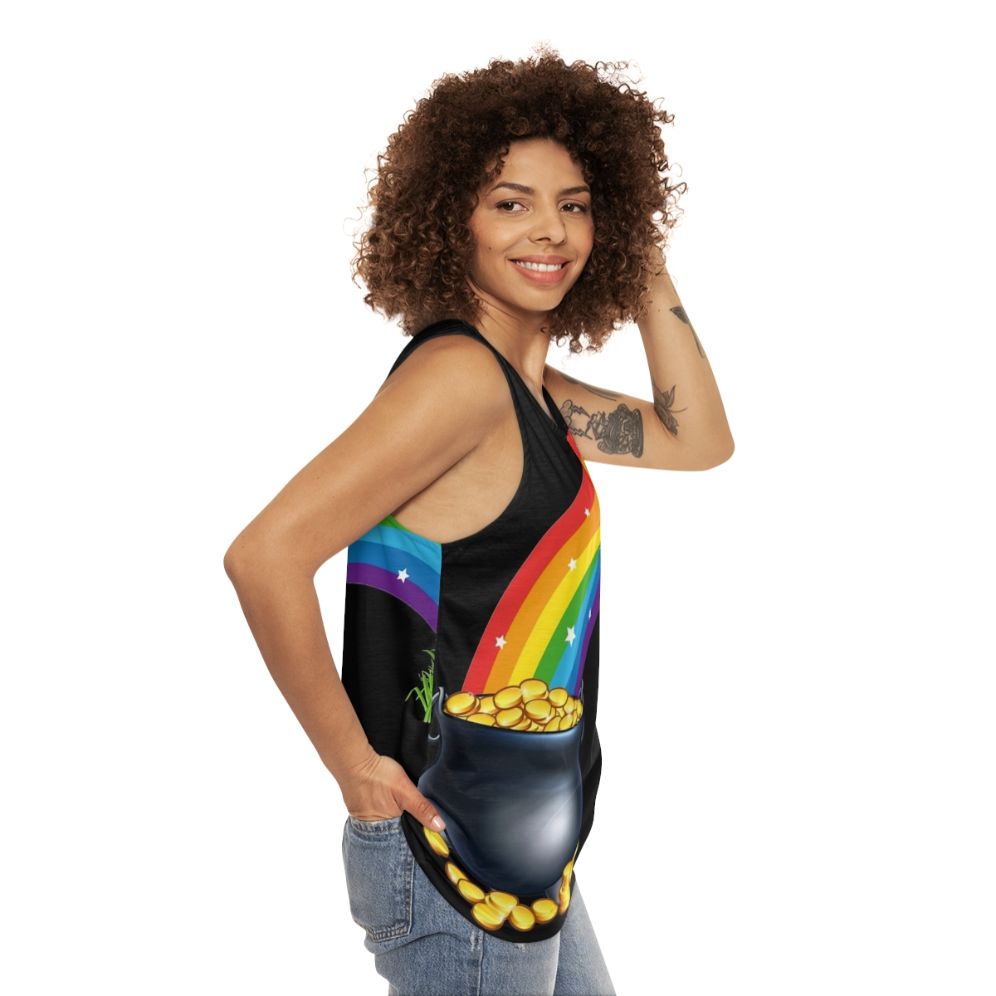 Unisex pot of gold at the end of the rainbow tank top - women side