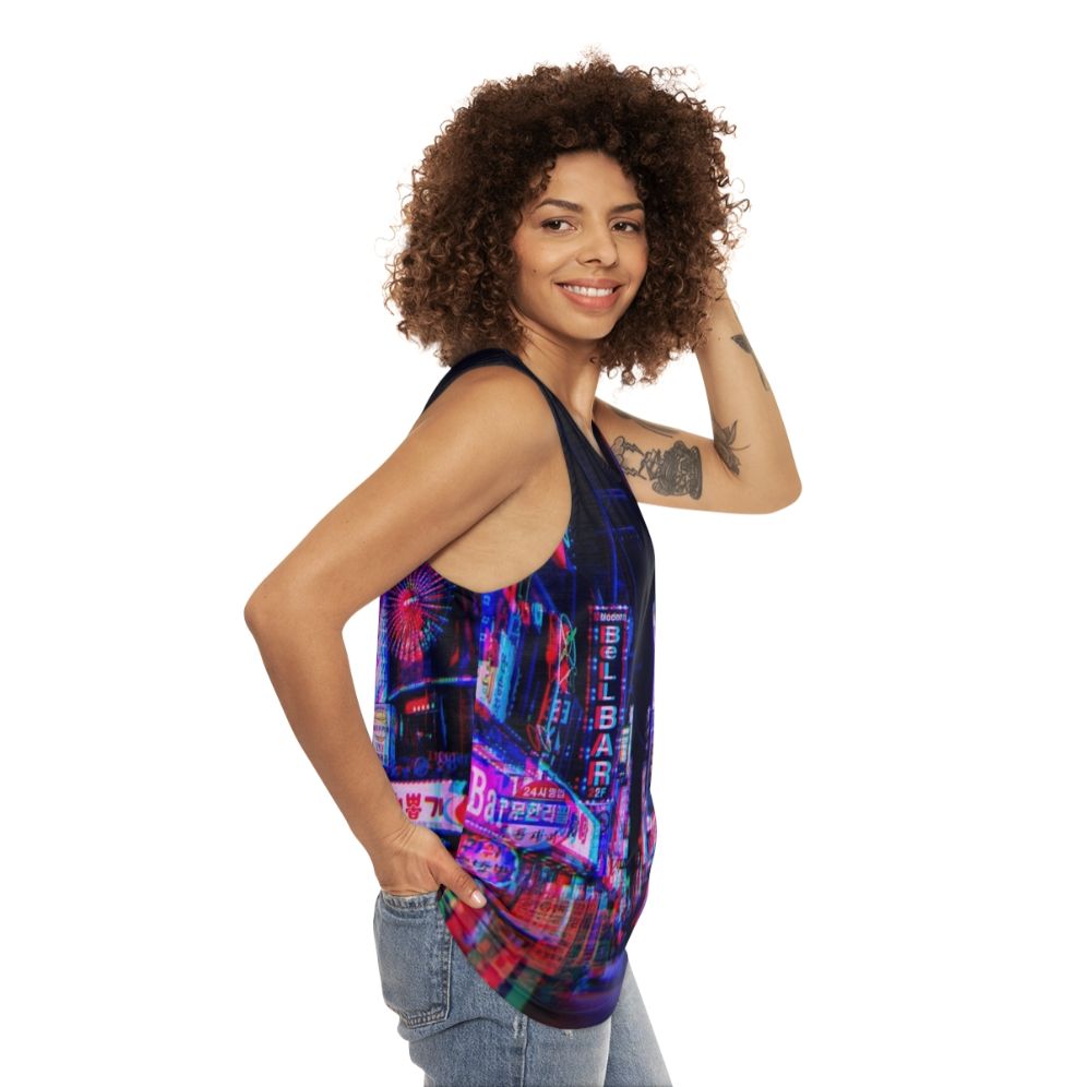 Unisex psychedelic neon nights tank top - women side