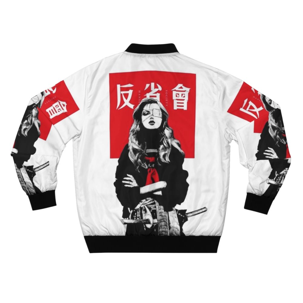 Cyberpunk-style bomber jacket with Japanese-inspired design and urban aesthetic - Back