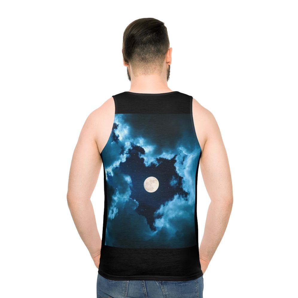 Unisex galaxy moon tank top - men back