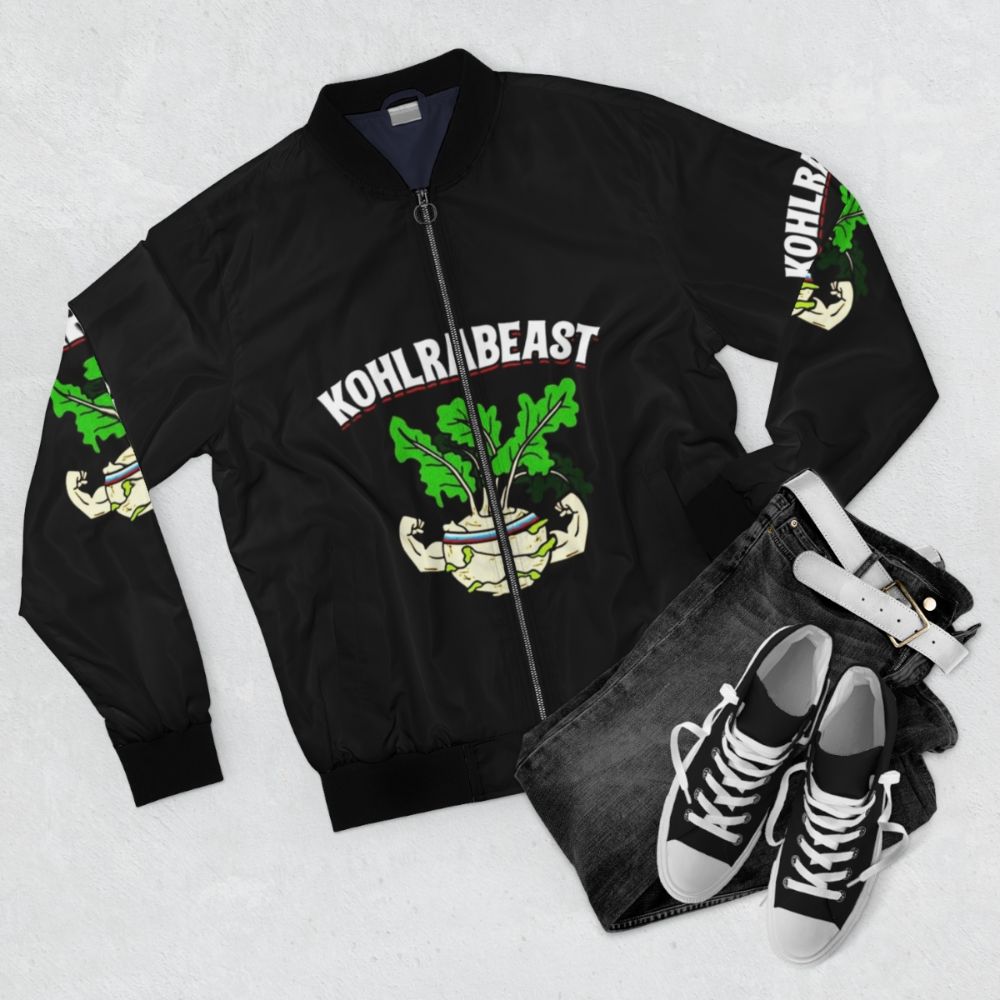 Kohlrabi bomber jacket for fans of the Fantastic Beasts series - Flat lay