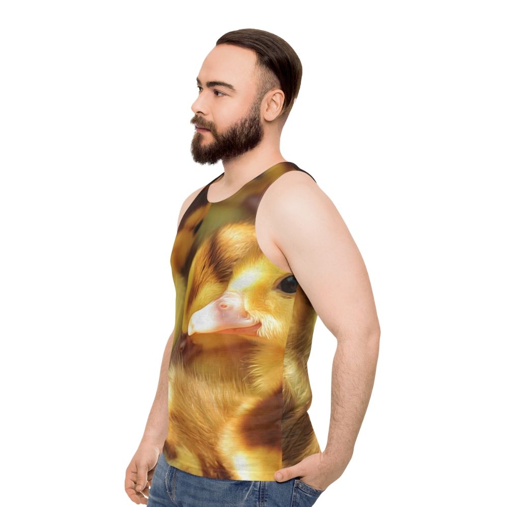 Cute duck and duckling unisex tank top - men side