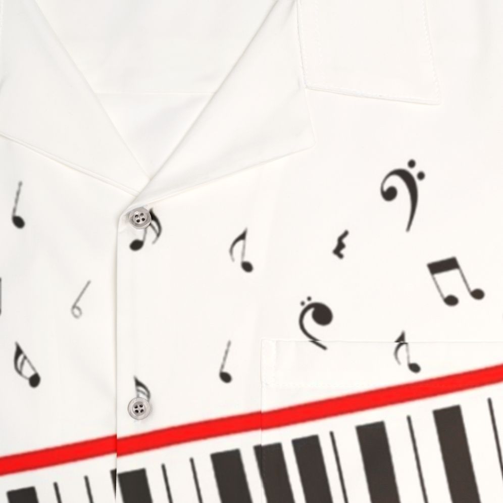 Iconic 'Beat It' Michael Jackson Hawaiian Shirt with Piano and Musical Notations - Detail