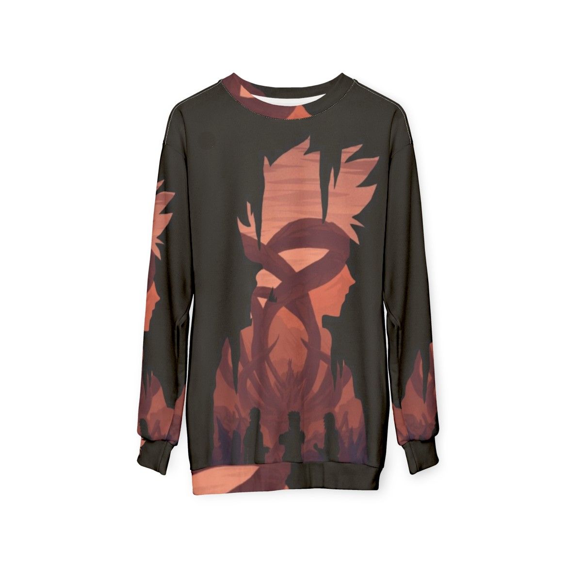 Anime manga hero sweatshirt with Naruto inspired graphic - hanging