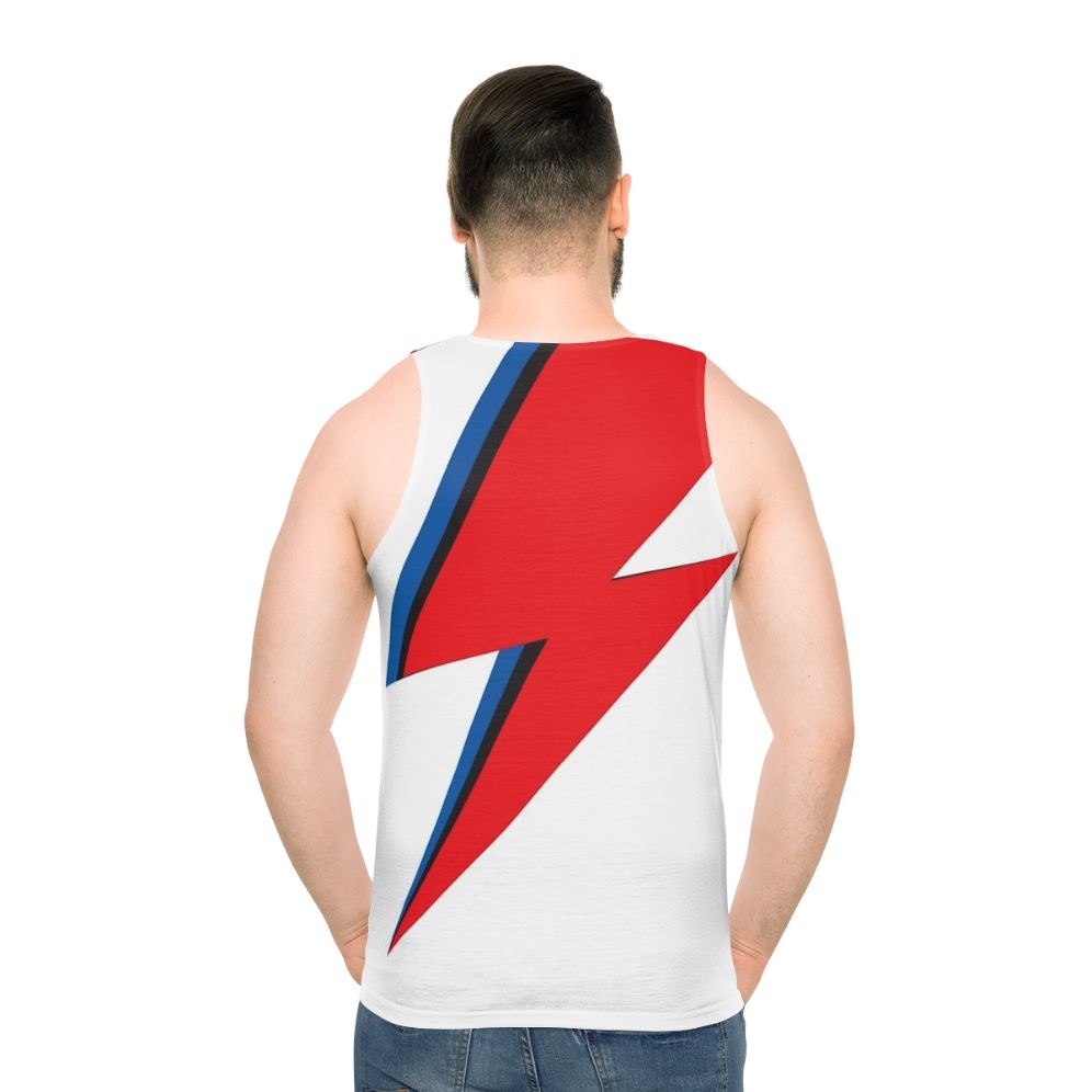 Glam rock inspired lightning bolt unisex tank top - men back