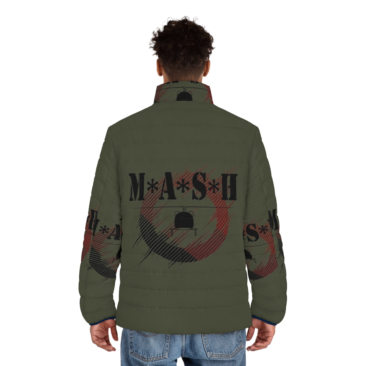 Mash Puffer Jacket with Mash TV Show Inspired Design - men back