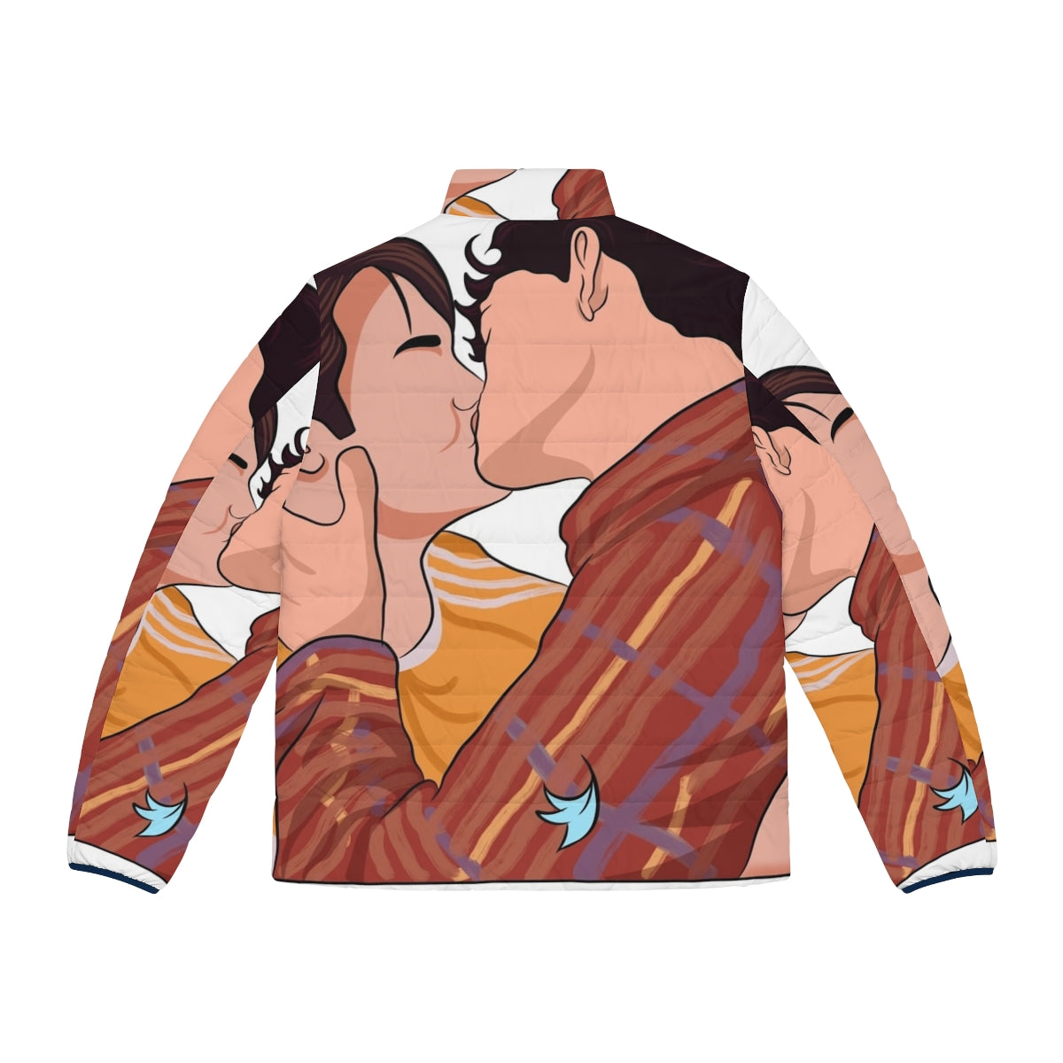 Puffer jacket featuring the iconic kiss scene from the Netflix series Heartstopper - Back