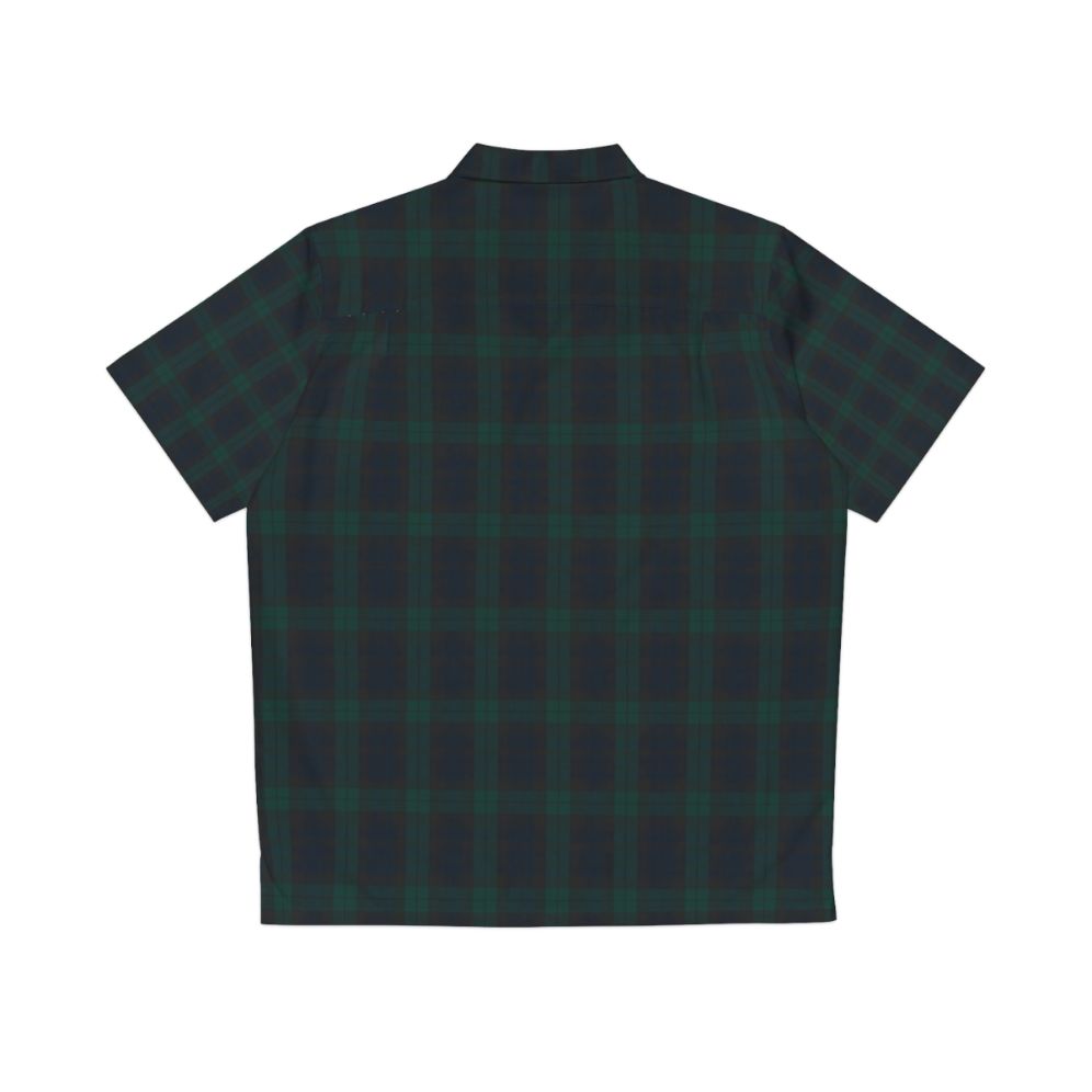 Green and blue tartan plaid Hawaiian shirt - Back