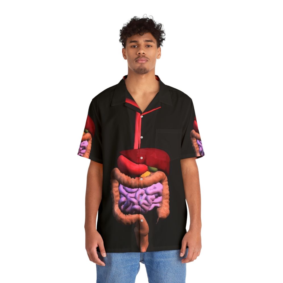 Funny digestive system Hawaiian shirt with cartoon anatomy design - People Front