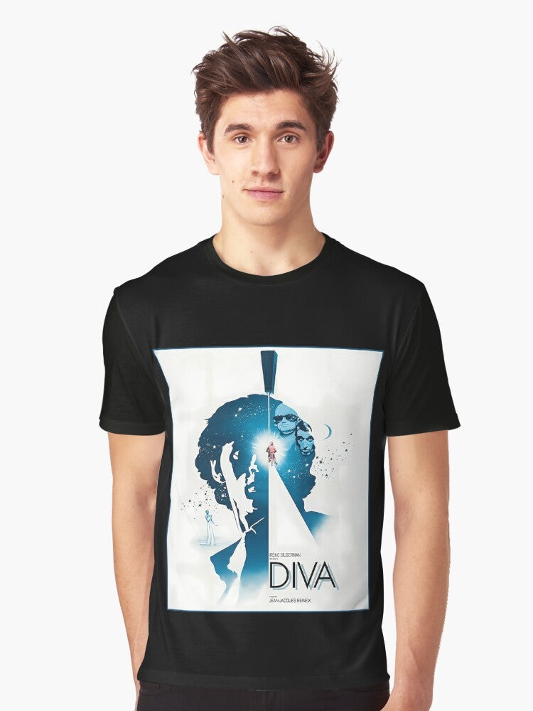 Diva Theatrical Graphic T-Shirt featuring French drama comedy design with typography - Men