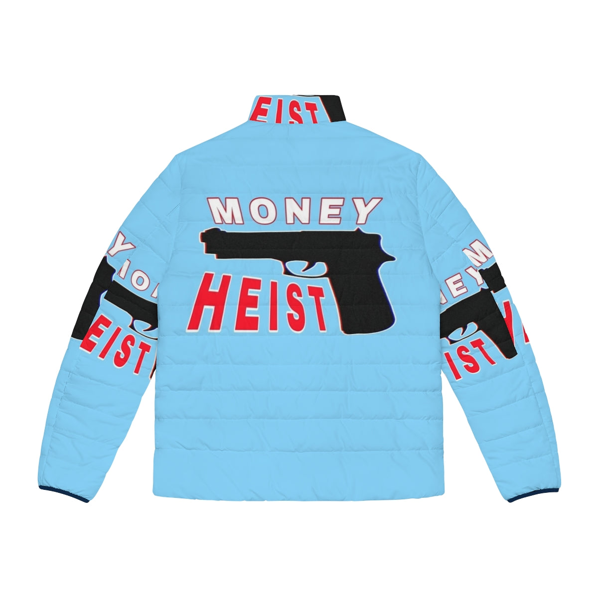 Money Heist Netflix Customized Puffer Jacket featuring the iconic art from the popular Netflix series - Back