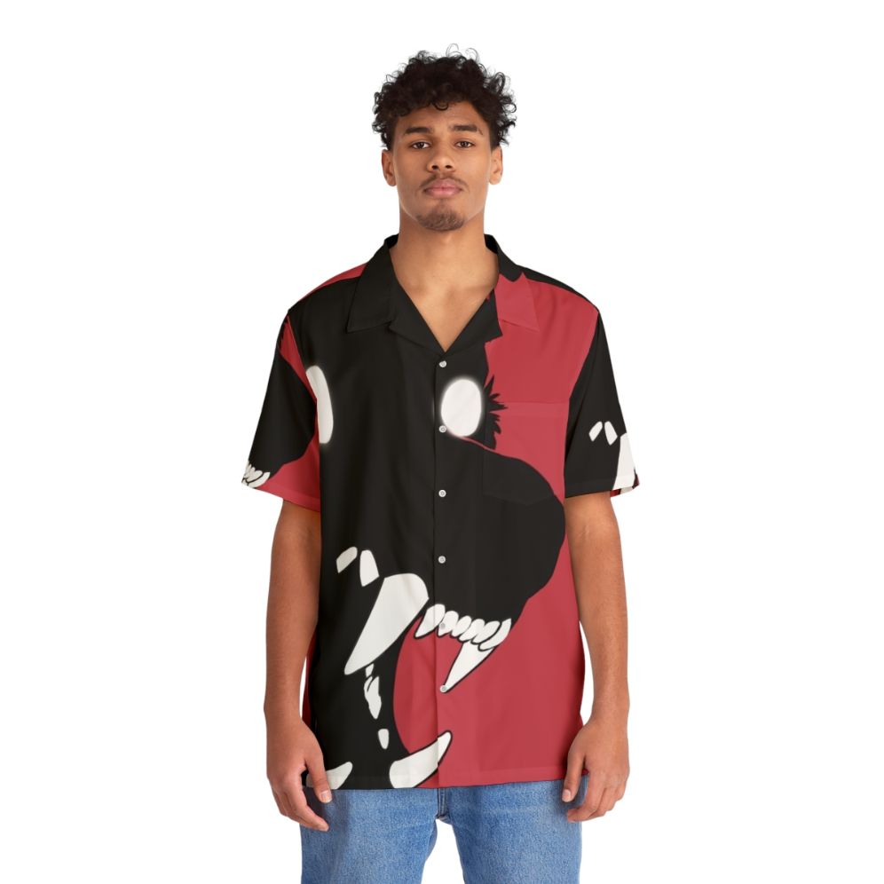 Black Shuck Hawaiian shirt with cryptid, monster, and werewolf design - People Front