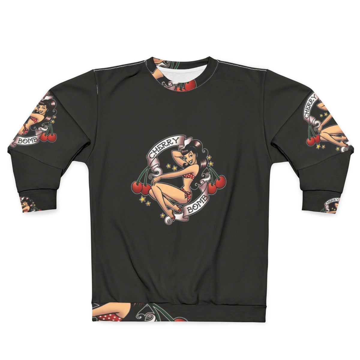 Rockabilly Cherry Bomb Retro Pinup Sweatshirt