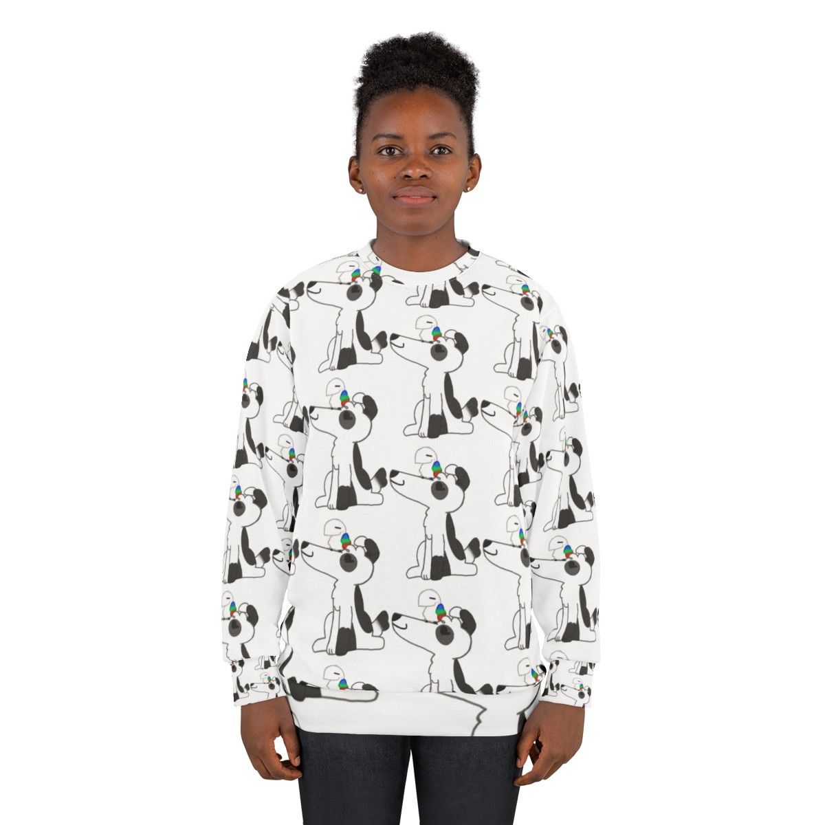 Dog and bird print sweatshirt - women