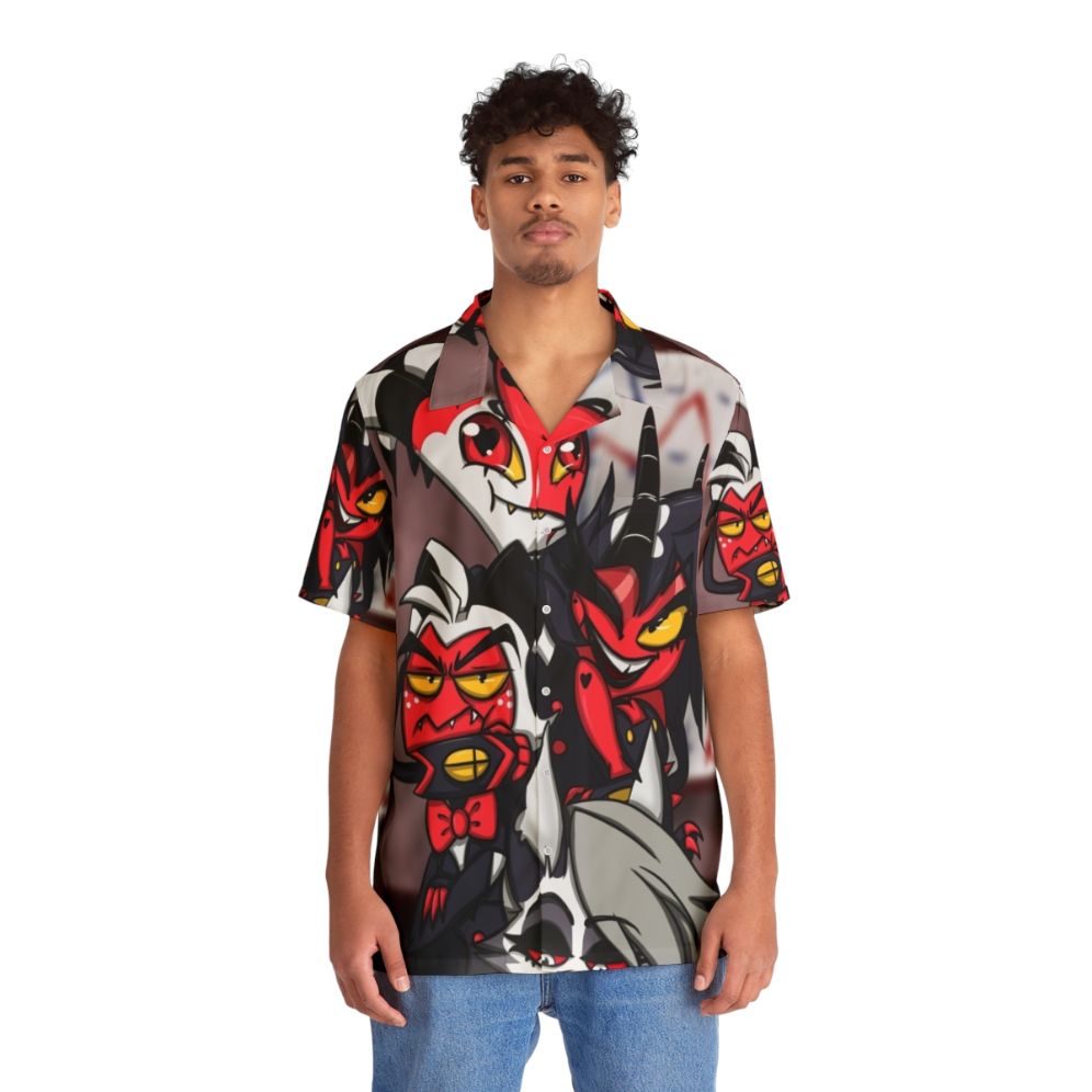 Helluva Boss Hawaiian Shirt with Cartoon Characters - People Front