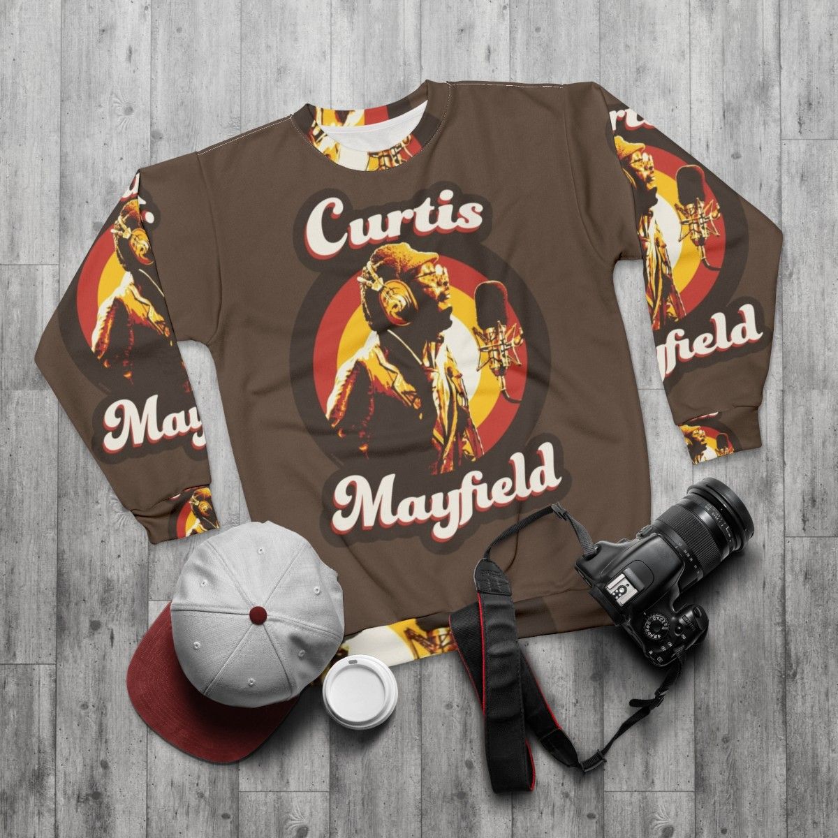 Vintage Curtis Mayfield 70s Funky Soul Sweatshirt - flat lay