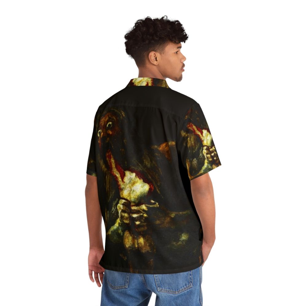 Greek mythology inspired Hawaiian shirt featuring Saturn devouring his son, a painting by Francisco Goya - People Back