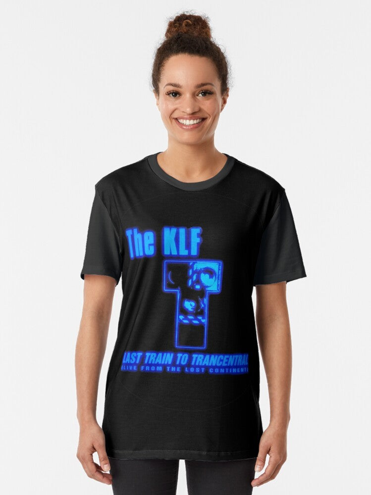 The KLF 90s graphic t-shirt featuring the "Last Train to Trancentral" design - Women