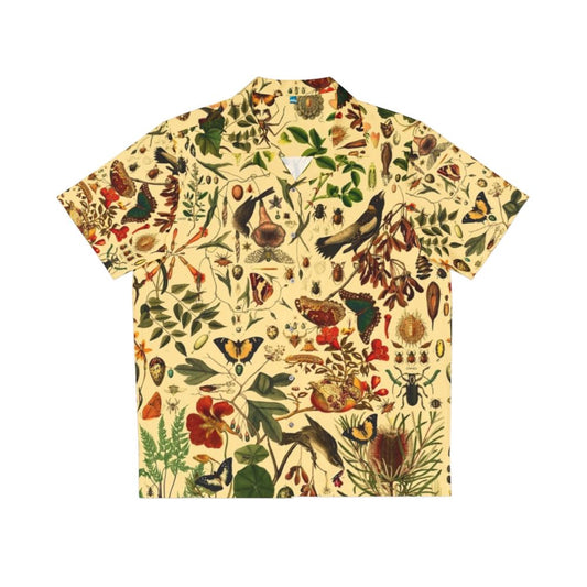 Vintage-inspired Hawaiian shirt with biology, nature, and plant patterns