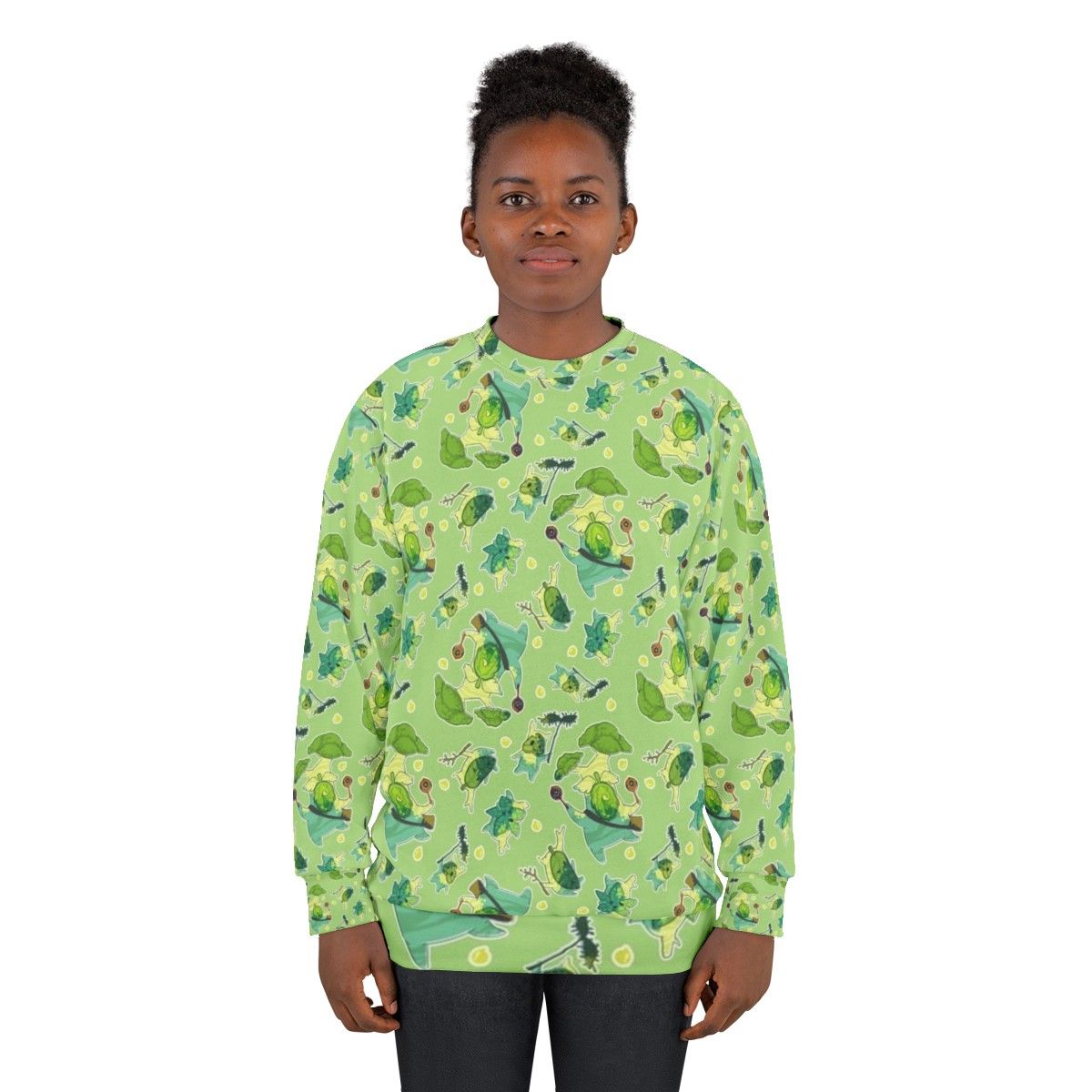 Korok Pattern Sweatshirt featuring a nature-inspired design from The Legend of Zelda - women