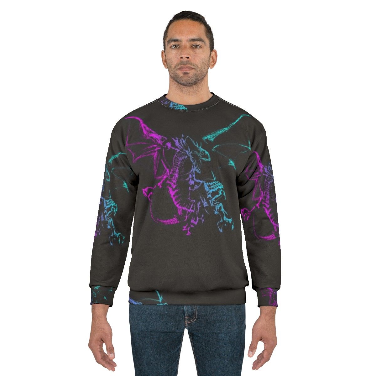 Neon mythological legendary animal design sweatshirt - men