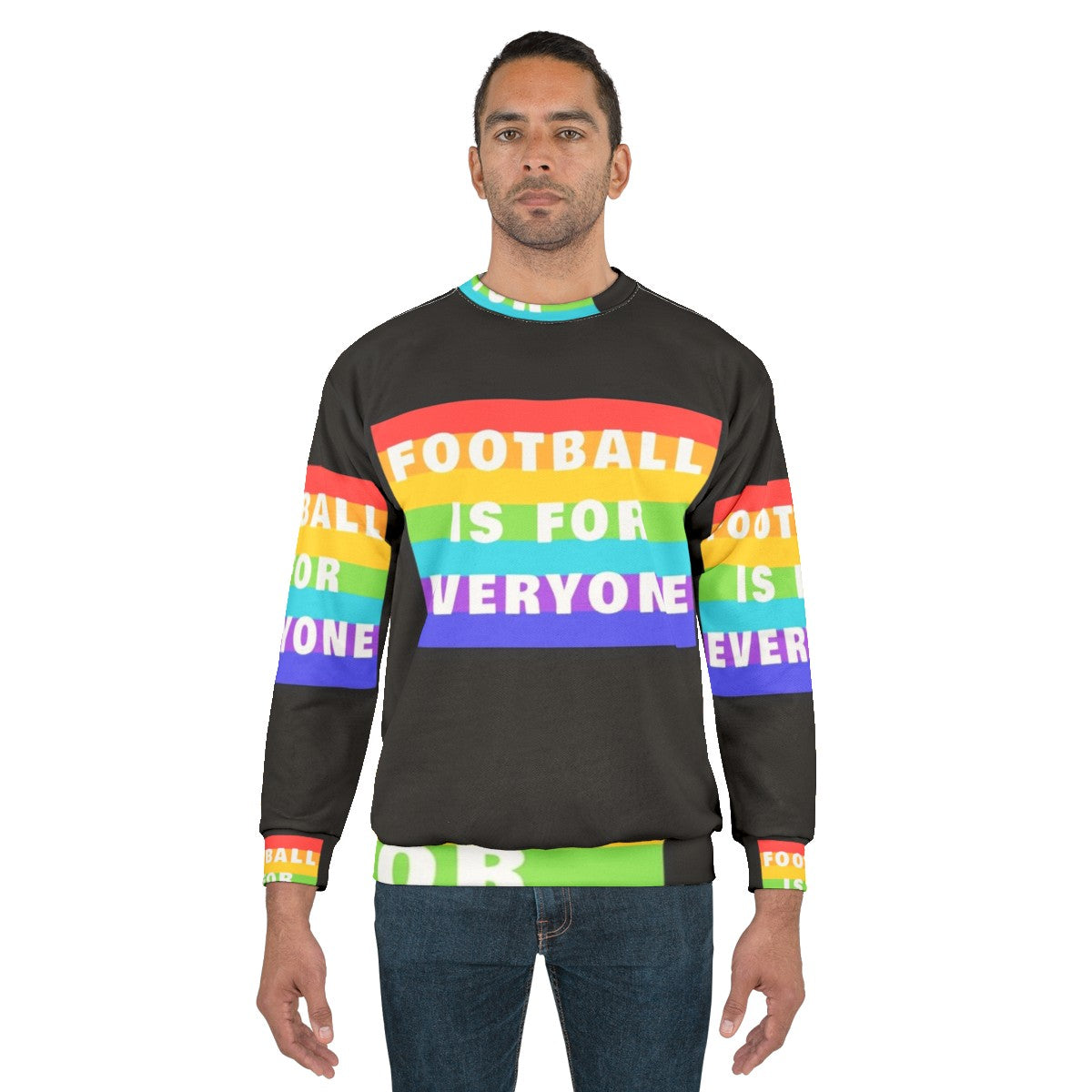 Unisex football sweatshirt with "Football Is For Everyone" message - men