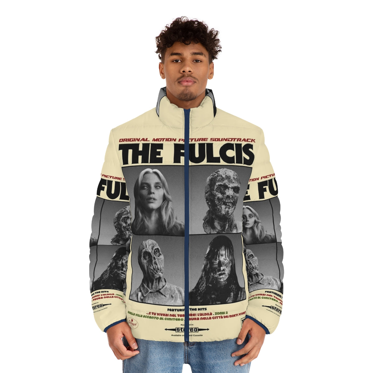 Goatess Doomwych The Fulcis Puffer Jacket, featuring horror movie inspired design - men front