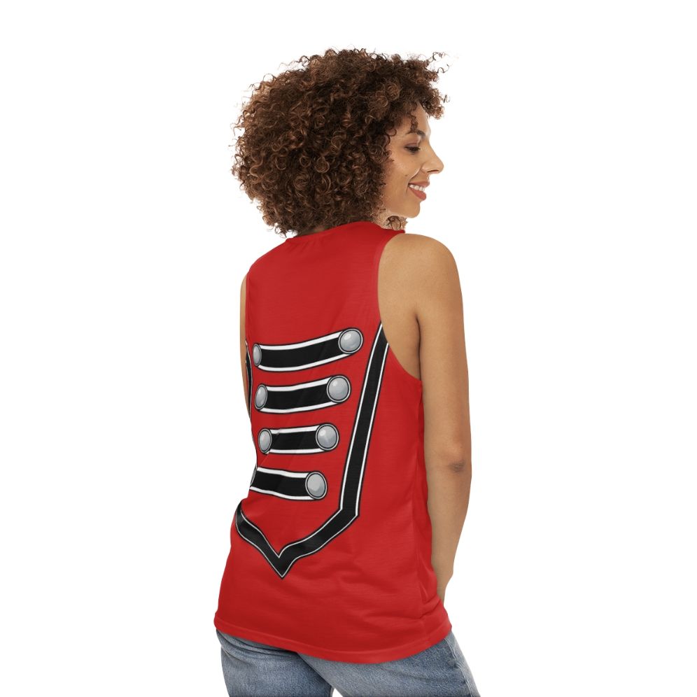 Unisex tank top with a simple marching band pattern design - women back