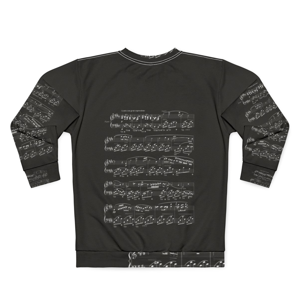 Chopin Nocturne Sweatshirt - Featuring a Beautiful Piano Notes Design - Back