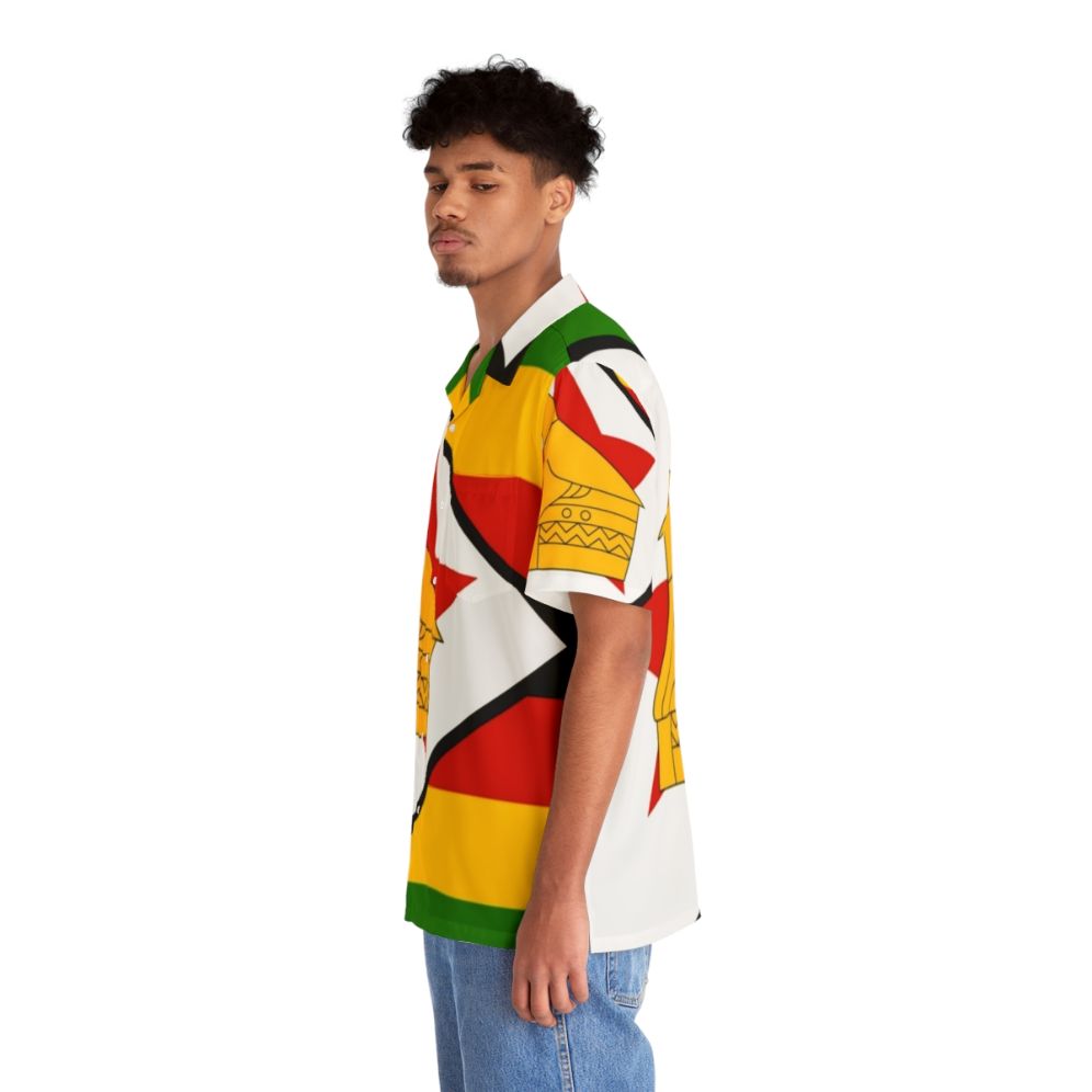 Zimbabwe Hawaiian Shirt with Vibrant African Flag Design - People Left