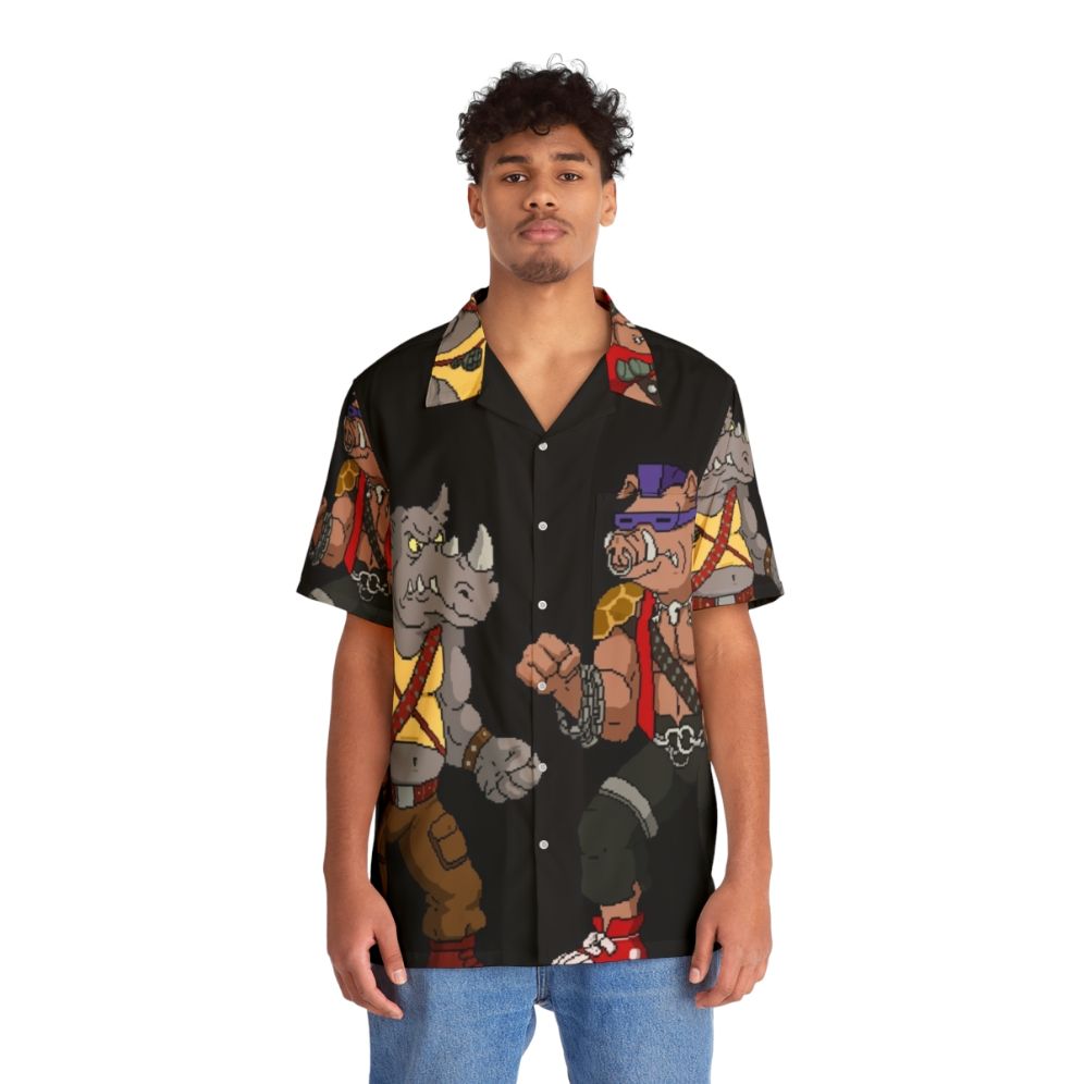 Bebop & Rocksteady TMNT Hawaiian Shirt - People Front