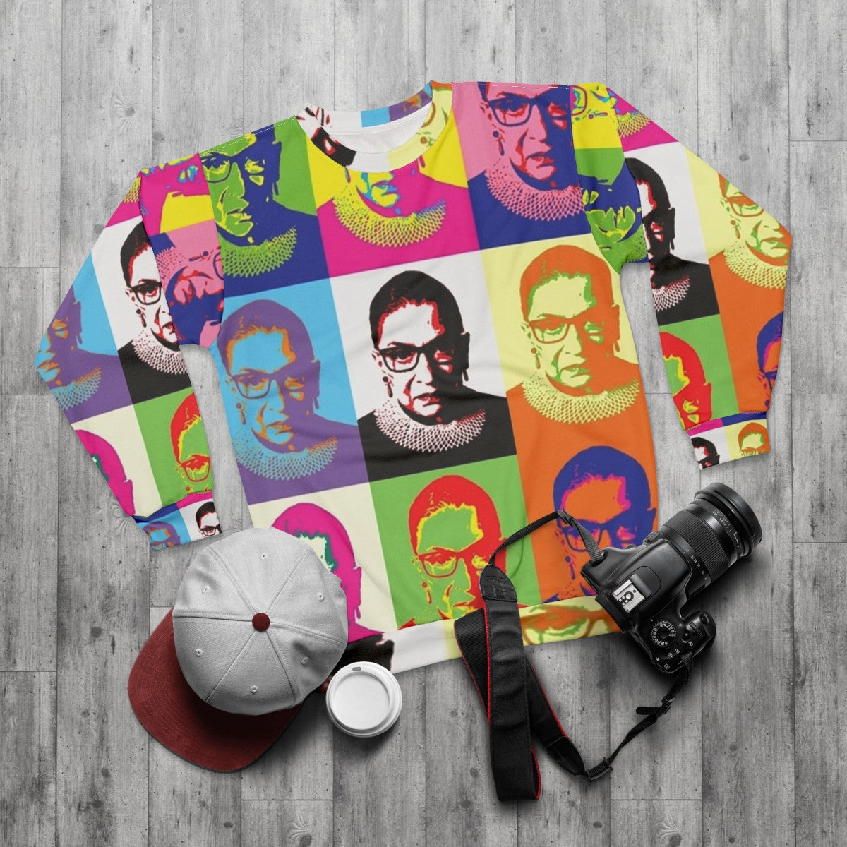 Notorious RBG Feminist Sweatshirt featuring Ruth Bader Ginsburg - flat lay