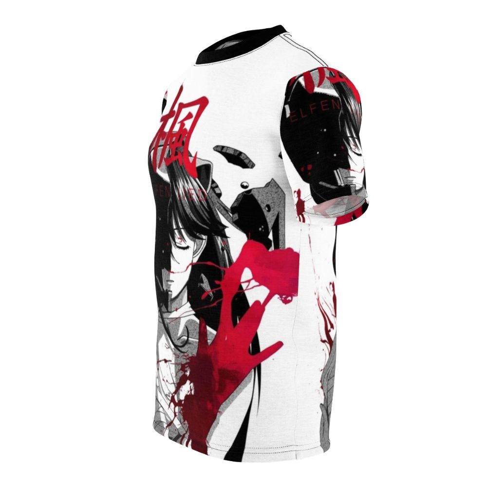 Dark anime-inspired t-shirt with a myriad of monochrome and nuar design elements - men left