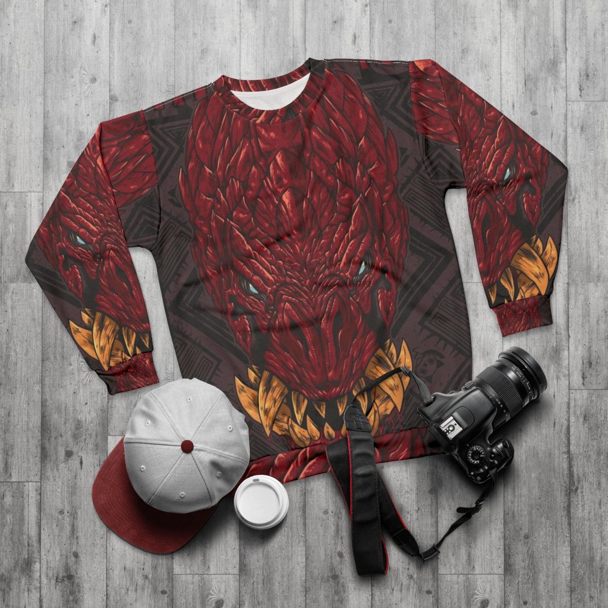 Odogaron Monster Hunter Hunting Club Sweatshirt - flat lay