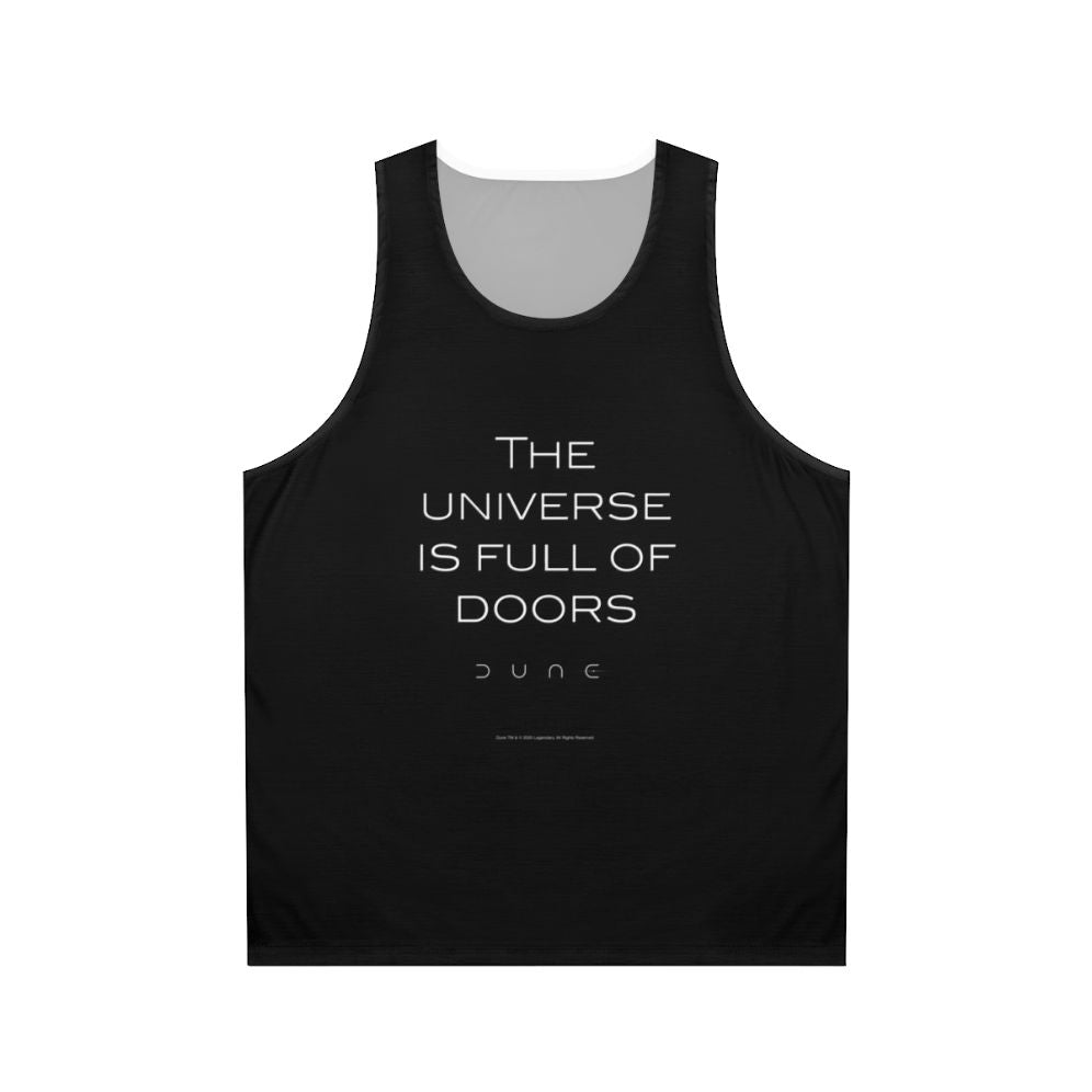 Unisex tank top featuring a dune-inspired universe design