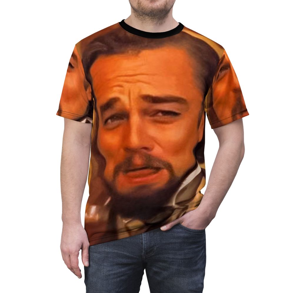 Leonardo DiCaprio meme graphic on a t-shirt - men front