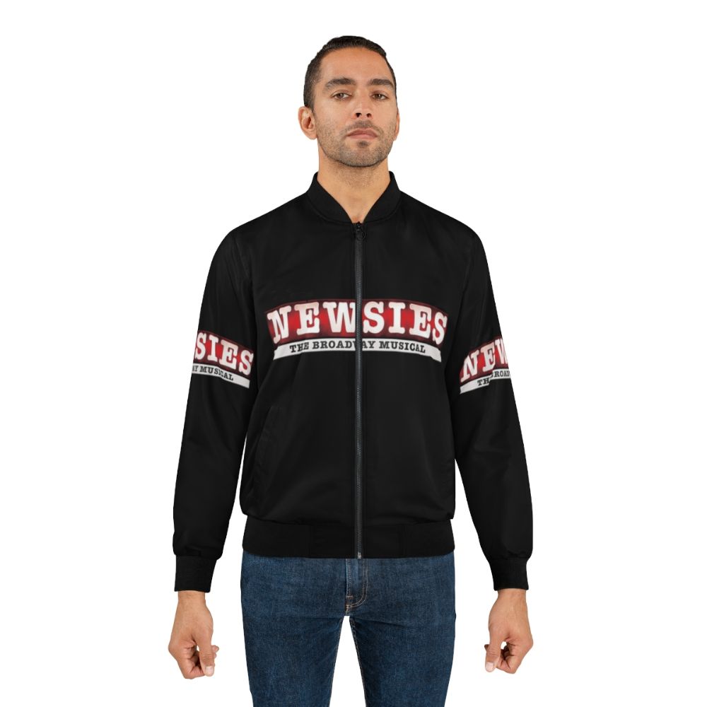 Newsies Broadway Logo Bomber Jacket featuring the iconic Newsies musical logo - Lifestyle