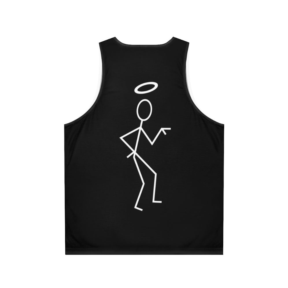 Retro unisex tank top featuring The Saint stick figure design - Back