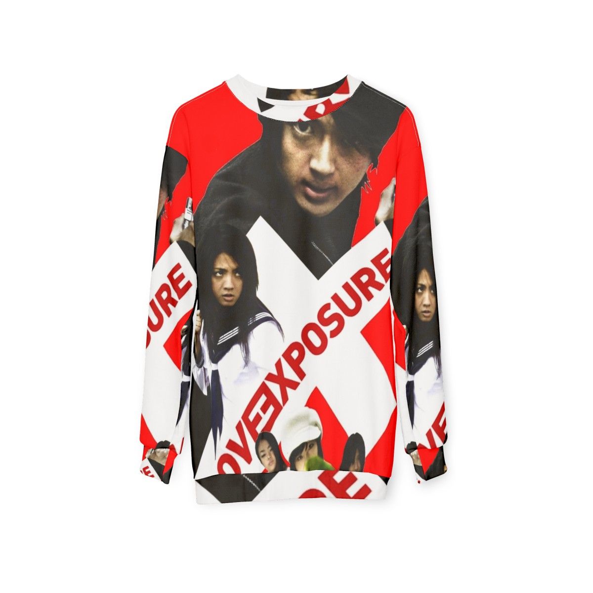 Sion Sono's "Love Exposure" Sweatshirt featuring Japanese cinema-inspired design - hanging