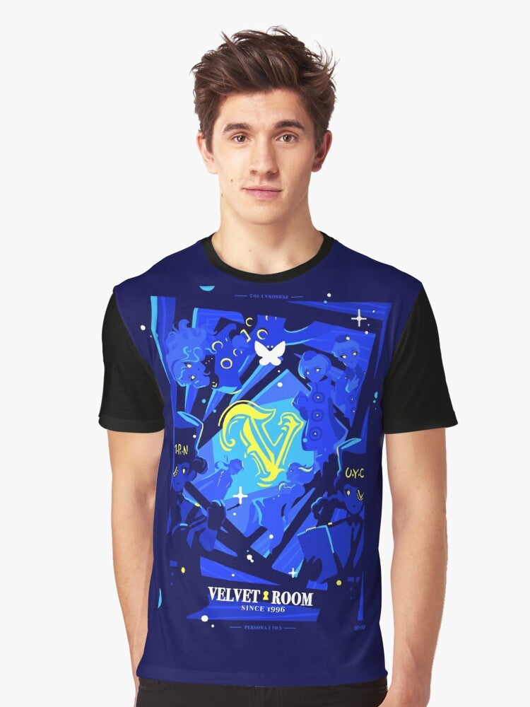 Persona 5 Velvet Room Graphic T-Shirt with Iconic Symbols - Men