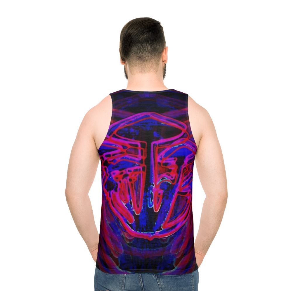 Neon shrooms glow-in-the-dark unisex tank top - men back