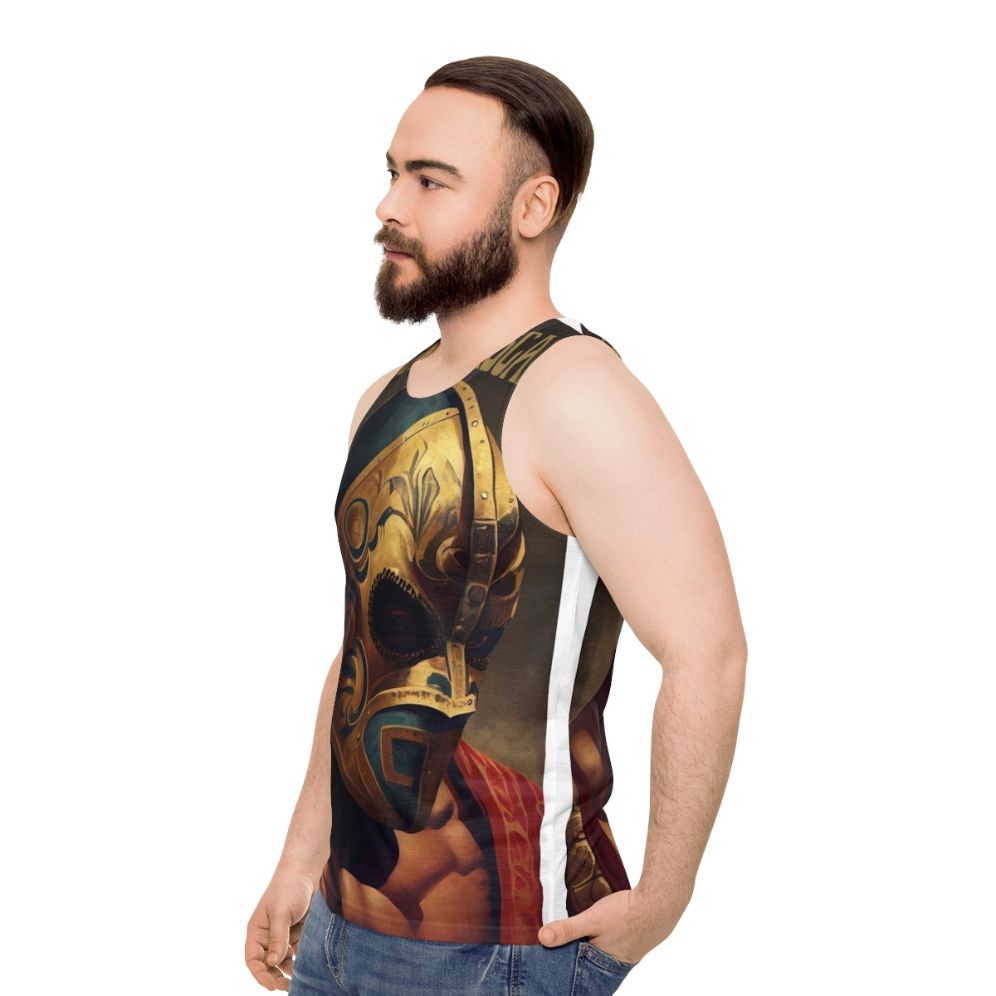 Unisex wrestling tank top with the Masked Dorado design - men side