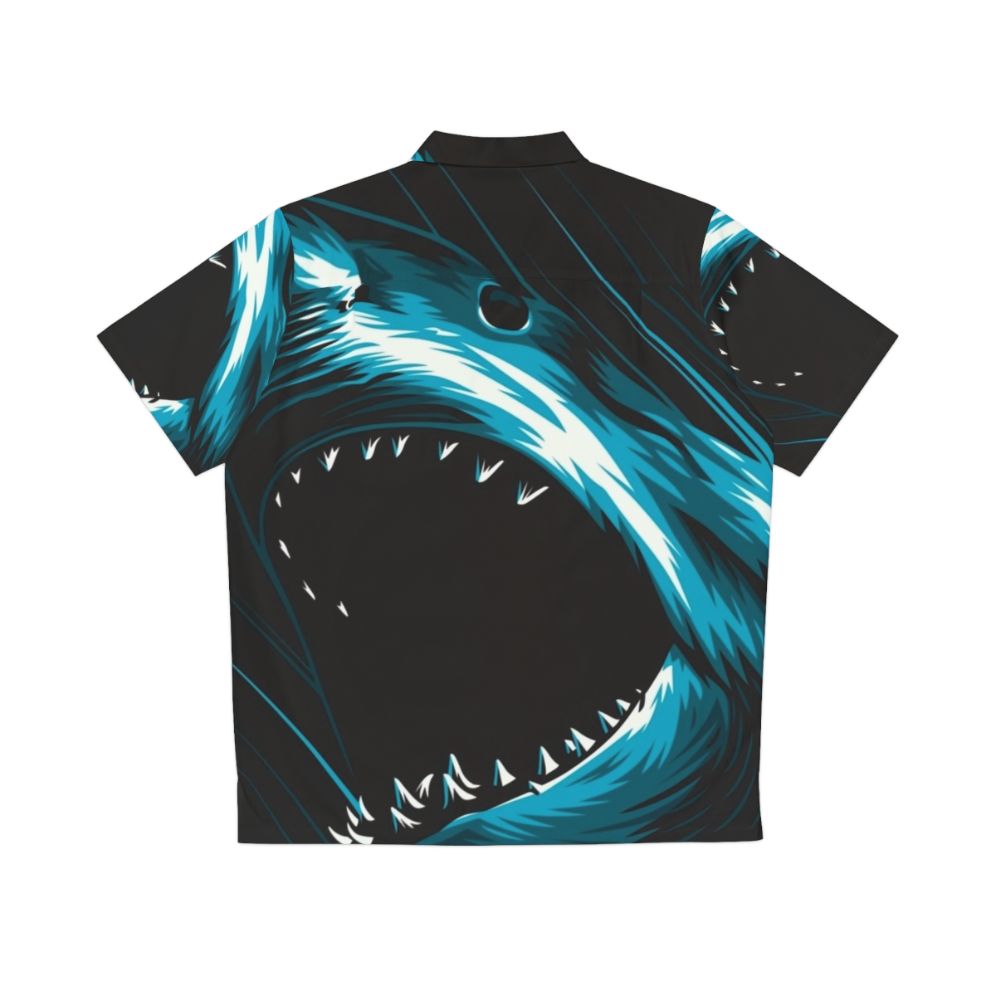 Megalodon Hawaiian Shirt with Shark Predator in the Ocean - Back