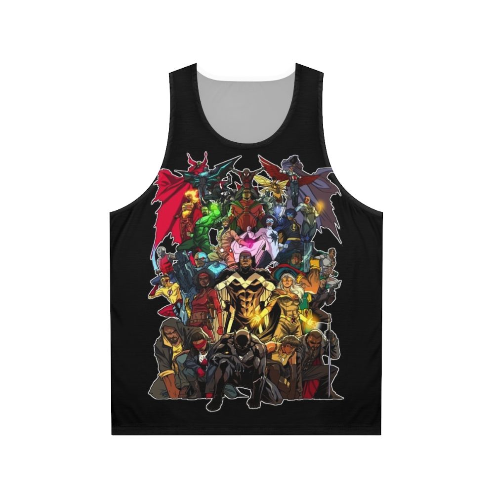 Unisex tank top featuring a graphic design celebrating heroes of color